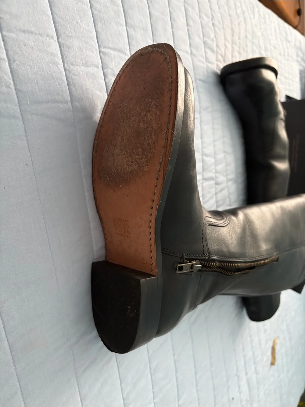 FRYE Black Leather OTK Riding Boots with Side Zip